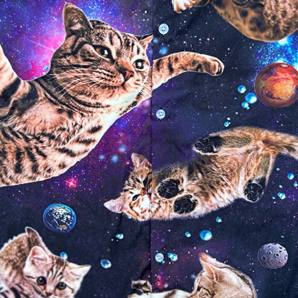 Space Cat Button Down Shirt | Space Kitty - Picture 3 of 4